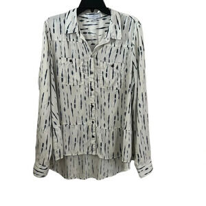 New Directions Tie Dye blue stripe printed peplum women’s button down. XXL. EUC